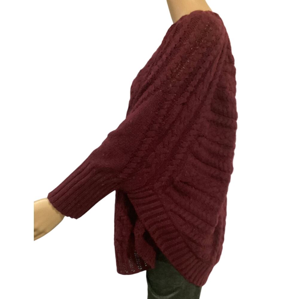 Angel of the North by Anthropologie Chunky Knit Curved Hem size XL maroon - Picture 3 of 6